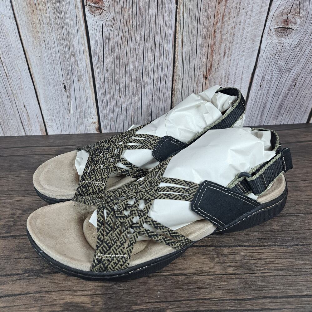 Clarks Amanda Ease Black Combi Slingback Sandals Women's Size 8 M (GUC)